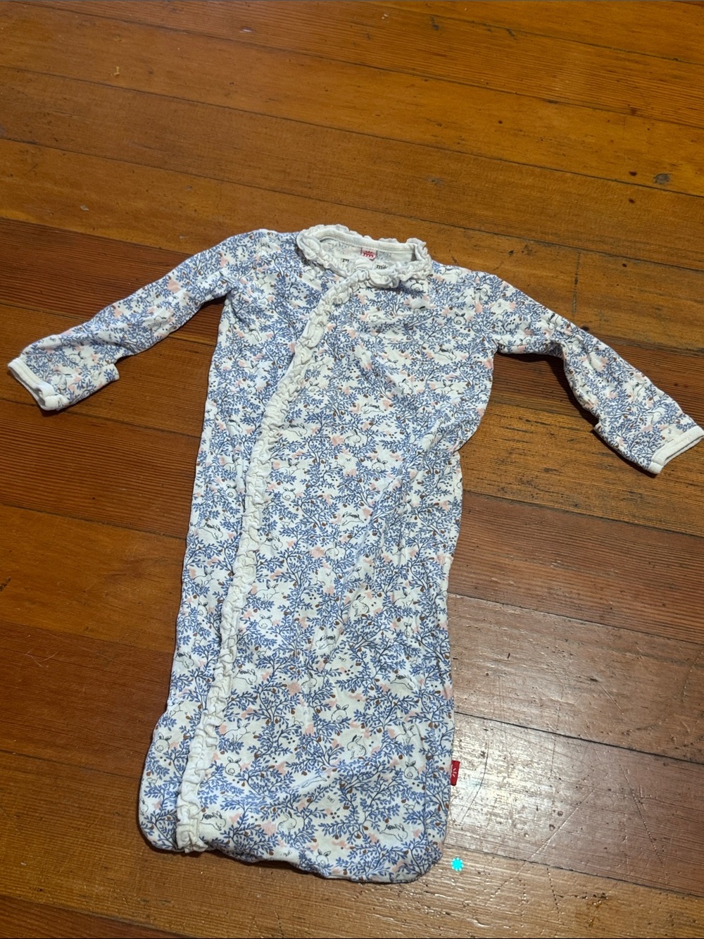 Magnetic Me Blue and White Floral Ruffle Sleep Sack